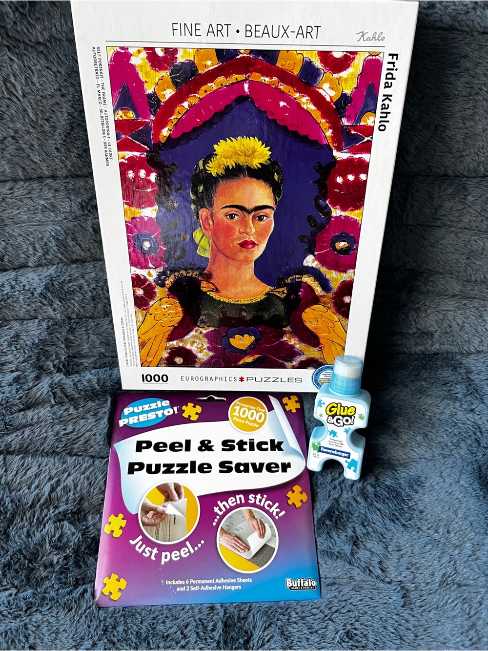 Frida Kahlo 1000-Piece Fine Art Puzzle| Peel & Stick Saver & Puzzle Glue Bundle